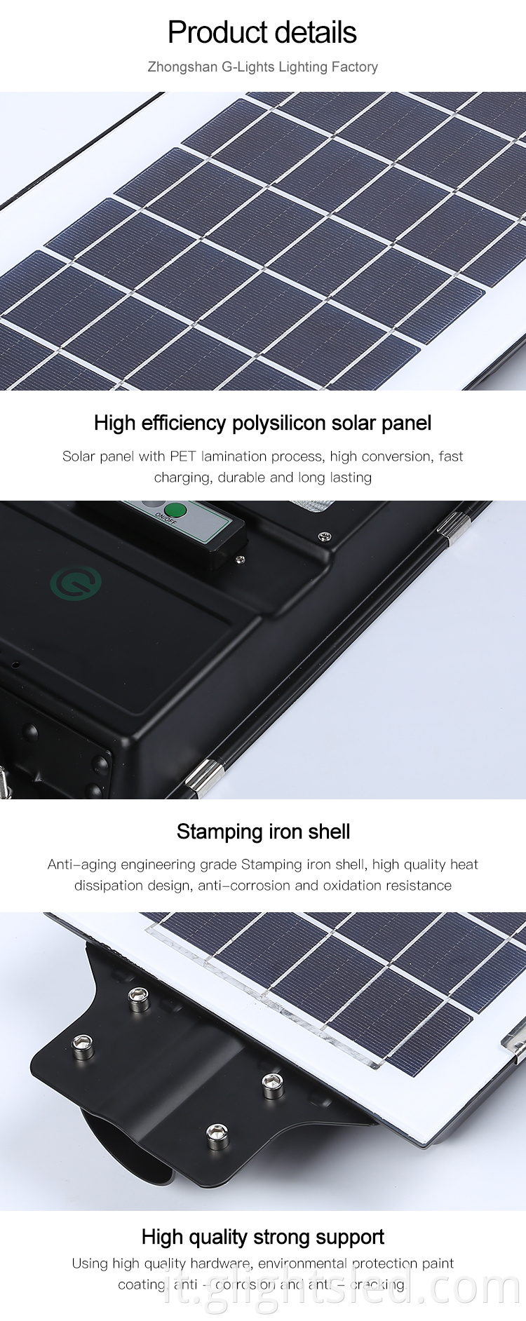 Prodotto più venduto impermeabile ip65 outdoor 60 100 w tutto in un lampione solare a led integrato